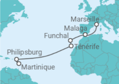 Itinéraire -  De Marseille à Fort-de-France - Costa Croisières
