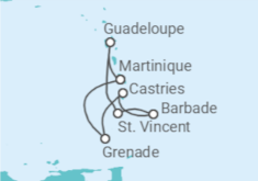 Itinéraire -  Barbade, Sainte Lucie, Martinique - MSC Croisières