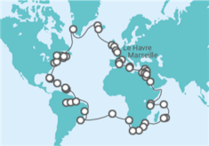 Itinéraire -  Tour du Monde 2024 MSC - MSC Croisières