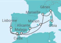 Itinéraire -  Espagne, Italie, France - MSC Croisières