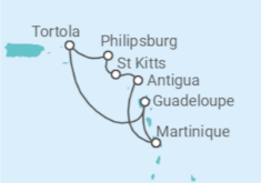 Itinéraire -  Guadeloupe, Iles Vierges Britanniques, Saint Martin, Antigua et Barbuda - MSC Croisières