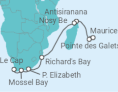 Itinéraire -  Ile de la Réunion, Madagascar, Afrique Du Sud - Norwegian Cruise Line