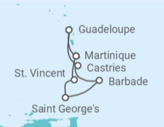 Itinéraire -  Sainte Lucie, Barbade, Martinique - MSC Croisières