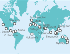 Itinéraire -  Tour du Monde 2025 Cunard - Cunard