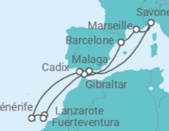Itinéraire -  France, Italie, Espagne, Gibraltar - Costa Croisières