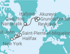 Itinéraire -  Canada, Groenland et Islande - Norwegian Cruise Line