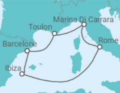 Itinéraire -  France, Italie, Espagne - Virgin Voyages