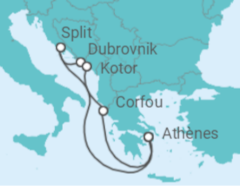 Itinéraire -  Croatie, Monténégro, Grèce - Virgin Voyages
