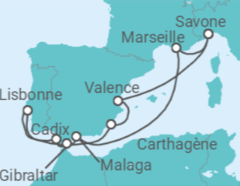 Itinéraire -  France, Espagne, Gibraltar, Portugal - Costa Croisières