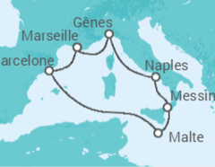 Itinéraire -  Italie, Malte, Espagne, France - MSC Croisières