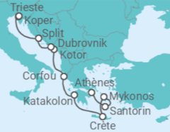 Itinéraire -  De Athènes (Le Pirée) à Trieste (Italie) - Norwegian Cruise Line