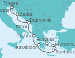 Itinéraire -  De Trieste (Italie) à Athènes (Le Pirée) - Norwegian Cruise Line