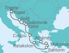 Itinéraire -  De Trieste (Italie) à Athènes (Le Pirée) - Norwegian Cruise Line