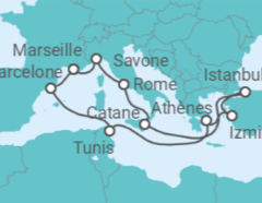 Itinéraire -  Italie, Turquie, Grèce, Tunisie, Espagne, France - Costa Croisières
