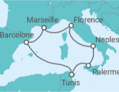 Itinéraire -  Italie, France, Espagne, Tunisie - MSC Croisières