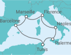 Itinéraire -  France, Espagne, Tunisie, Italie - MSC Croisières