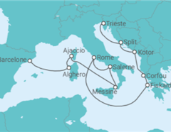 Itinéraire -  De Barcelone à Trieste (Italie) - Cunard