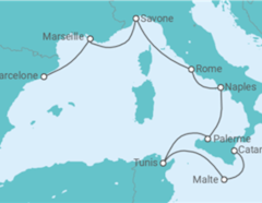 Itinéraire -  France, Italie, Tunisie, Malte - Costa Croisières