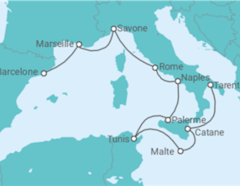 Itinéraire -  France, Italie, Tunisie, Malte - Costa Croisières
