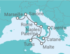 Itinéraire -  Italie, Tunisie, Malte - Costa Croisières