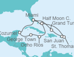 Itinéraire -  Bahamas, Porto Rico, Iles Vierges Américaines, États-Unis, Jamaique, Iles Caiman, Mexique - Holland America Line