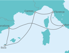 Itinéraire -  Italie, France, Espagne - Virgin Voyages