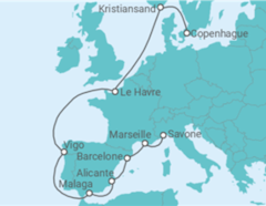 Itinéraire -  France, Espagne - Costa Croisières