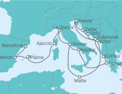 Itinéraire -  De Barcelone à Rome (Civitavecchia) - Cunard