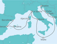 Itinéraire -  De Barcelone à Trieste (Italie) - Cunard