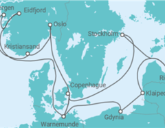 Itinéraire -  Norvège, Danemark, Allemagne, Pologne, Lituanie, Lettonie, Suède - MSC Cruceros