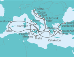 Itinéraire -  Italie, Grèce, Turquie, Malte, Monténégro, Croatie, Espagne - Cunard