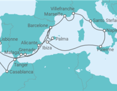 Itinéraire -  France, Italie, Espagne, Portugal, Maroc - Explora Journeys