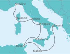 Itinéraire -  Malte, Tunisie, Italie, France TI - Costa Cruceros