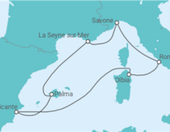 Itinéraire -  Espagne, Italie TI - Costa Croisières