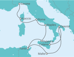Itinéraire -  Italie, Malte, Tunisie, France - Costa Croisières