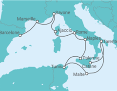 Itinéraire -  De Catane (Sicile) à Barcelone TI - Costa Croisières