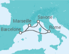 Itinéraire -  Italie, France, Espagne - Costa Cruceros