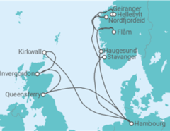 Itinéraire -  Norvège, Allemagne, Royaume-Uni - Costa Cruceros