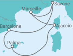 Itinéraire -  Espagne, France - Costa Cruceros