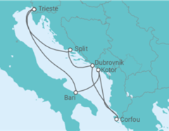 Itinéraire -  Italie, Monténégro, Grèce, Croatie - Costa Cruceros
