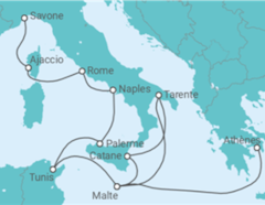 Itinéraire -  De Athènes (Le Pirée) à Savone (Nice) - Costa Croisières