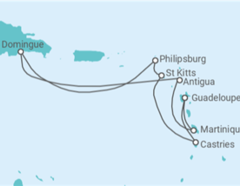 Itinéraire -  Sainte Lucie, San Cristobal y Nieves, Saint Martin, République Dominicaine, A... - Boissons incluses - Costa Croisières