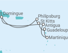 Itinéraire -  Guadeloupe, San Cristobal y Nieves, Saint Martin, République Dominicaine, Antigua et Barbuda - Boissons incluses - Costa Croisières