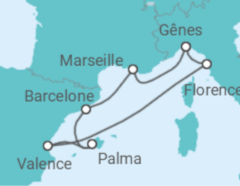 Itinéraire -  Italie, Espagne, France - MSC Cruceros
