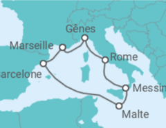 Itinéraire -  Malte, Espagne, France, Italie - Boissons incluses - MSC Croisières