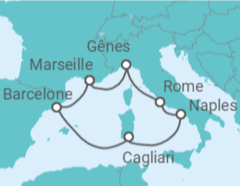 Itinéraire -  Espagne, Italie - Costa Croisières