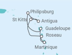 Itinéraire -  Guadeloupe, Saint Martin, Antigua et Barbuda, San Cristobal y Nieves - MSC Croisières