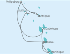 Itinéraire -  Saint Martin, Antigua et Barbuda, San Cristobal y Nieves, Martinique - MSC Croisières
