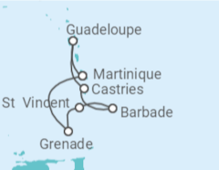 Itinéraire -  Sainte Lucie, Barbade, Saint Vincent et les Grenadines, Martinique - vols inclus - MSC Croisières