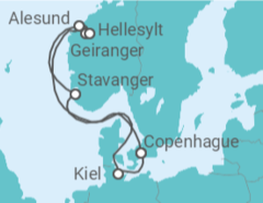 Itinéraire -  Danemark, Norvège - Costa Cruceros